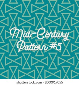 Mid Century, Green, Turquoise Time Retro Repeat Pattern. Seamless, Vintage Style. Hipster, Americana, Hours and Hourglass symbol, graphic design - Vector