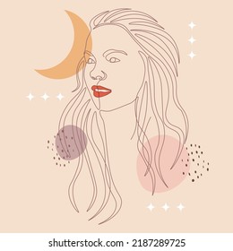ilustración femenina de una línea de arte de la mano de mediados de siglo,ilustración vectorial eps 10