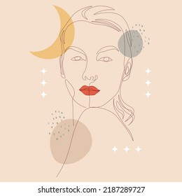 ilustración femenina de una línea de arte de la mano de mediados de siglo,ilustración vectorial eps 10