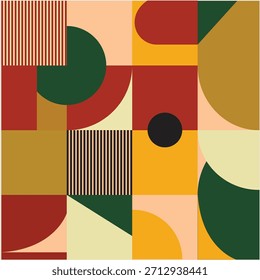 Composición Abstractas geométrica inspirada en Mid Century
