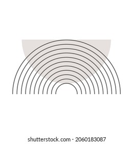 Mid century line shapes set. Geometric line half circle figures. Modern minimalism symbols. Vector isolated on white