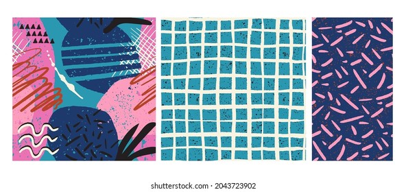 Mid century memphis design Modern surface cover grid texture navu turquoise print 