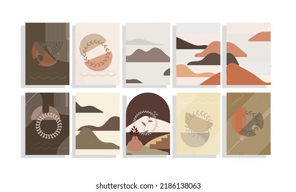 mid century modern A4 background vector set