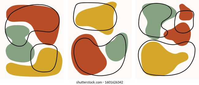 mid century modern abstract art, nordic, scandinavian style, set, posters, templates, minimalist artwork