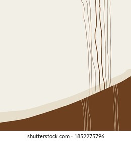 Mid century modern abstract art. Vector illustration with organic shapes, curved lines. Terracotta tone.