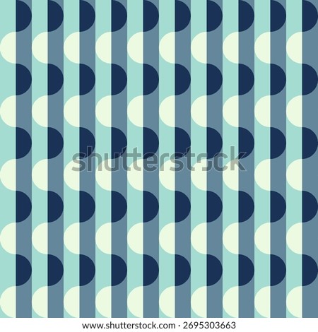 mid century, modern abstract half circles striped seamless pattern and background vector illustration