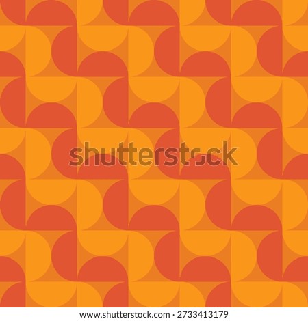 mid century, modern abstract half circles striped seamless pattern and background vector illustration