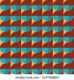 Mid century modern abstract seamless pattern. 60s 70s style geometric background . Scandinavian pattern in retro colors.