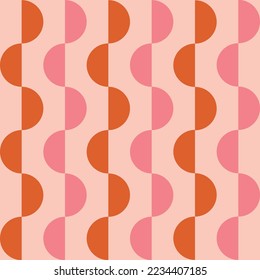 Mid century modern abstract small orange and pink half circles seamless pattern. For home decor, wallpaper and textile