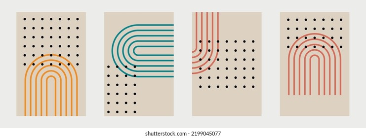 Mid Century Modern Art Print, Abstract Geometric Prints, Minimalist Line Wall Art Decor, Digital Dorm Printable