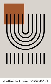 Mid Century Modern Art Print, Abstract Geometric Prints, Minimalist Line Wall Art Decor, Digital Dorm Printable