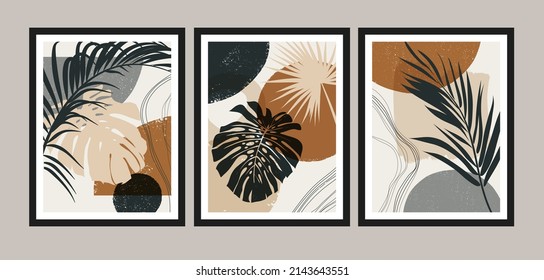 Mid century modern art print,set of 3. Gallery wall printable art. Boho style interior decor.