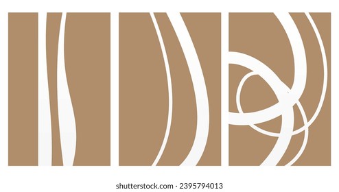 Mid Century Modern Background. Beige Black Wall Art Poster. Minimalist Lines Art.