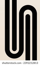 Mid Century Modern, Beige Black Wall Art, Minimalist Lines Art, Mid Century Poster