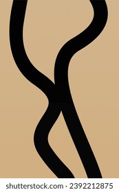 Mid Century Modern, Beige Black Wall Art, Minimalist Lines Art, Mid Century Poster