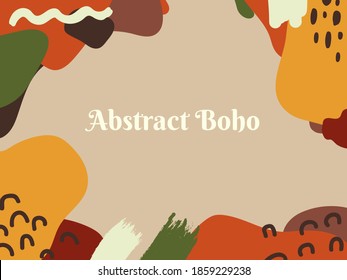 Mid Century modern boho abstract vector background. Vintage 70s elegant bohemian terracotta design.Contemporary art geo backdrop