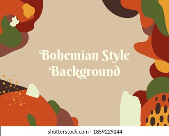 Moderner boho abstrakter Vektorhintergrund im Mittelalter. Vintage 70er Jahre elegantes bohemianisches Terrakotta-Design.Zeitgenössische Kunst-Hintergrund