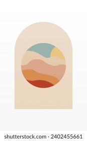 Mid Century Modern Boho Art Background. Printable Abstract Geometric Wall Art Decoration