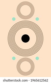 Mid century modern boho pattern background.  Boho design for postcards, posters, T-shirts, invitations, contemporary wall decor or flyers. Vector flat  illustration
