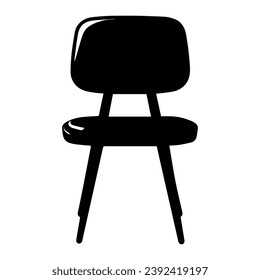 1950’s Mid Century Modern Chair Icon Glyph Solid Vector Silhouette, Lined Elements, Vector Illustration, living room furniture, beautiful elegant minimal design elements logo, black sofa couch icon