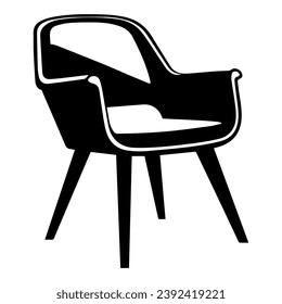 Modernes Chairsymbol in Glyph Solid Vector Silhouette, Linde Elemente, Vektorgrafik, Wohnzimmermöbel, schönes, minimales Design-Logo, schwarzes Sofa-Symbol