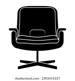 1950’s Mid Century Modern Chair Icon Glyph Solid Vector Silhouette, Lined Elements, Vector Illustration, living room furniture, beautiful elegant minimal design elements logo, black sofa couch icon