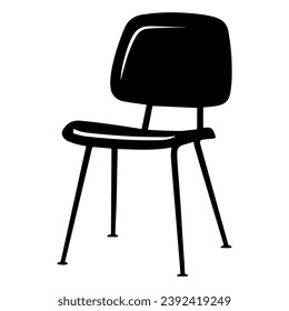 1950’s Mid Century Modern Chair Icon Glyph Solid Vector Silhouette, Lined Elements, Vector Illustration, living room furniture, beautiful elegant minimal design elements logo, black sofa couch icon