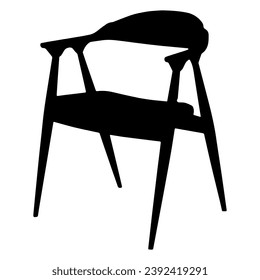 1950’s Mid Century Modern Chair Icon Glyph Solid Vector Silhouette, Lined Elements, Vector Illustration, living room furniture, beautiful elegant minimal design elements logo, black sofa couch icon