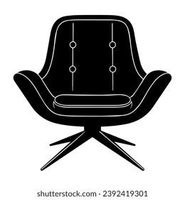 Icono de la silla moderna de mediados del siglo 1950 Glifo Sólido Vector Sólido Silueta, Elementos en Lino, Ilustración vectorial, mobiliario de la sala de estar, bonito logotipo de elementos de diseño minimalista, sofá negro sofá sofá sofá sofá icono