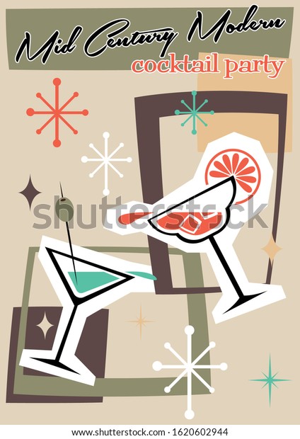 Mid Century Modern Cocktail Party Poster Stock Vector (Royalty Free ...