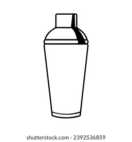 1950’s Mid Century Modern Cocktail shaker solid black icon glyph, vector line art, Vector Illustration, black outline, 50s retro cocktail shaker