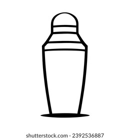 1950’s Mid Century Modern Cocktail shaker solid black icon glyph, vector line art, Vector Illustration, black outline, 50s retro cocktail shaker