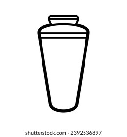 1950’s Mid Century Modern Cocktail shaker solid black icon glyph, vector line art, Vector Illustration, black outline, 50s retro cocktail shaker