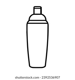 1950’s Mid Century Modern Cocktail shaker solid black icon glyph, vector line art, Vector Illustration, black outline, 50s retro cocktail shaker