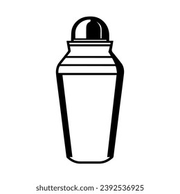 1950’s Mid Century Modern Cocktail shaker solid black icon glyph, vector line art, Vector Illustration, black outline, 50s retro cocktail shaker