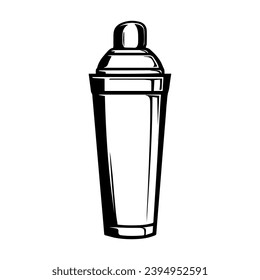 1950’s Mid Century Modern Cocktail shaker solid black icon glyph, vector line art, Vector Illustration, black outline, 50s retro cocktail shaker