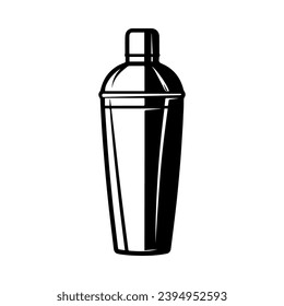 1950’s Mid Century Modern Cocktail shaker solid black icon glyph, vector line art, Vector Illustration, black outline, 50s retro cocktail shaker