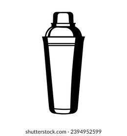 1950’s Mid Century Modern Cocktail shaker solid black icon glyph, vector line art, Vector Illustration, black outline, 50s retro cocktail shaker