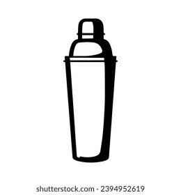 1950’s Mid Century Modern Cocktail shaker solid black icon glyph, vector line art, Vector Illustration, black outline, 50s retro cocktail shaker