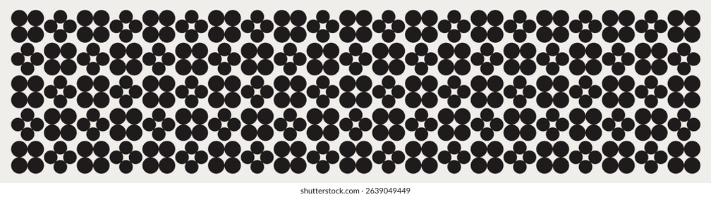 Mid century modern floral geometric pattern in black and white. Graphical illustration for a unique banners, textiles and home décor.