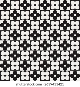 Mid century modern floral geometric pattern in black and white. Graphical illustration for a unique textiles and home décor.	
