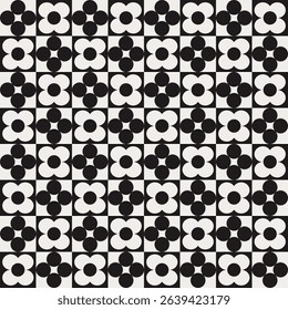 Mid century modern floral geometric pattern in black and white. Graphical illustration for a unique textiles and home décor.