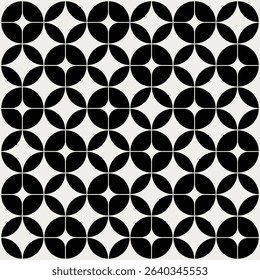 Mid century modern floral geometric pattern in black and white. Graphical illustration for a unique textiles and home décor.	
