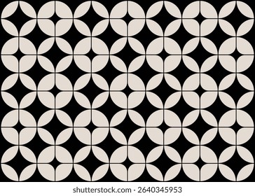 Mid century modern floral geometric pattern in black and white. Graphical illustration for a unique banners, textiles and home décor.	
