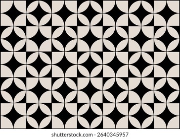 Mid century modern floral geometric pattern in black and white. Graphical illustration for a unique banners, textiles and home décor.	
