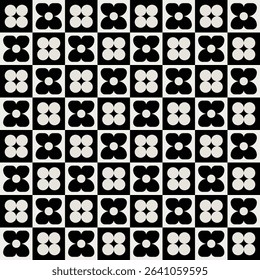 Mid century modern floral geometric pattern in black and white. Graphical illustration for a unique textiles and home décor.	
