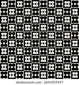 Mid century modern floral geometric pattern in black and white. Graphical illustration for a unique textiles and home décor.	
