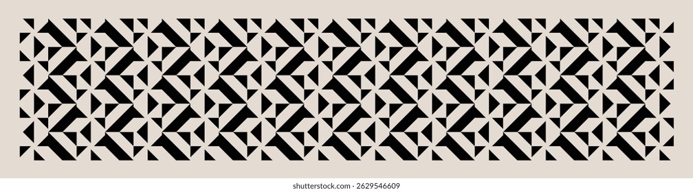Mid century modern geometric floral background in black and cream. Graphical illustration for a unique banners, textiles and home décor.