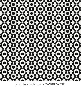  Mid century modern geometric floral background in black and white. Graphical illustration for a unique textiles and home décor.