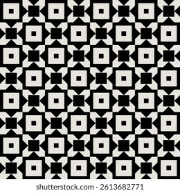 Mid century modern geometric pattern in black and white. Repeated and decorative design that can be used for packaging, decorating, interior design, wallpapers, and more.